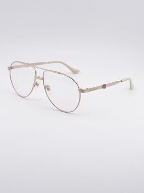 Gucci GG1440S 005 Sunglasses Gold Aviator Frame, Clear Lenses